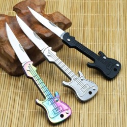 Cuchillos & multitoolsMini navaja de bolsillo - plegable - forma de guitarra - acero inoxidable