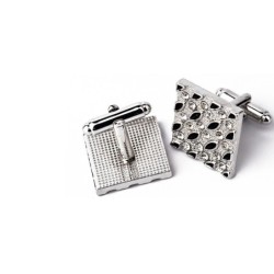 Fashionable square cufflinks - with rhinestones / black enamelCufflinks