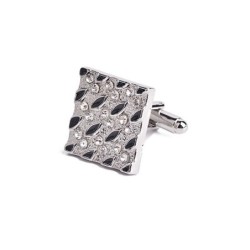 Fashionable square cufflinks - with rhinestones / black enamelCufflinks