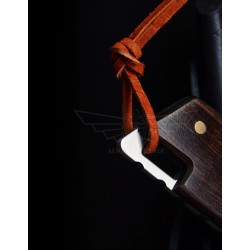 Cuchillos & multitoolsMinicuchillo plegable - acero inoxidable - mango de madera - con funda de piel
