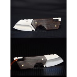 Cuchillos & multitoolsMinicuchillo plegable - acero inoxidable - mango de madera - con funda de piel