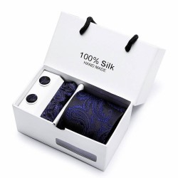Elegant silk set - tie - handkerchief - cufflinks - with boxCufflinks