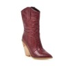 Stylish leather boots - half calf length - thick wedge heel - cowboy styleBoots