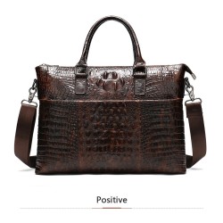 Luxurious leather handbag - with shoulder strap - crocodile skin pattern - genuine leatherBags