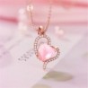 CollarElegante collar de oro rosa - colgante en forma de corazón - cristales - ópalo rosa