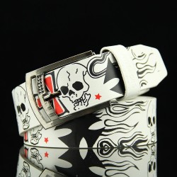 CinturonesCinturón de cuero de moda - hebilla de metal - estilo punk - patrón de calavera / esqueleto - unisex