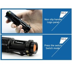 LinternasPotente linterna táctica - LED - 3 modos - con zoom - 1 - 6 piezas