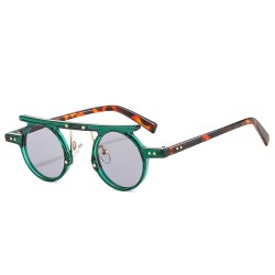 Gafas de solGafas de sol redondas pequeñas modernas - lente degradada - doble color - remaches - UV400
