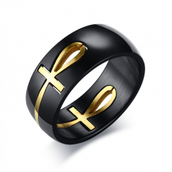 AnillosCruz egipcia móvil - anillo de acero inoxidable