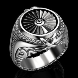 AnillosAnillo de plata vintage - anillo de sello - estilo punk - turbina de metal - plata de ley 925