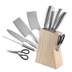 AceroJuego de cuchillos de cocina - cuchillo para verdura - cuchillo para picar - tijeras - afilador de cuchillos - con sopor...