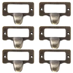 Furniture handles - label frame - drawer - cabinet - antique brass - 6 piecesFurniture