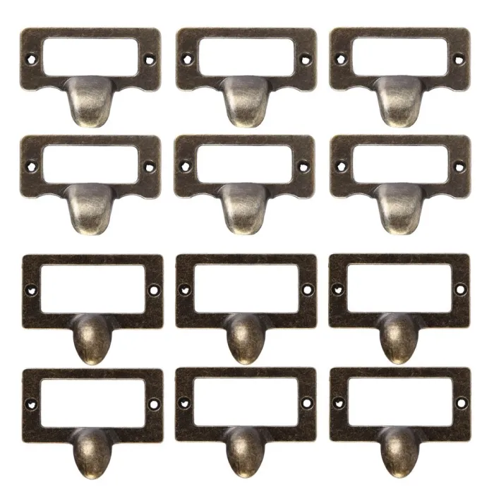 Furniture handles - label frame - drawer - cabinet - antique brass - 6 piecesFurniture