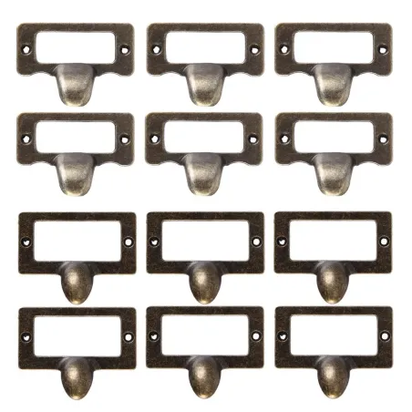 Furniture handles - label frame - drawer - cabinet - antique brass - 6 piecesFurniture