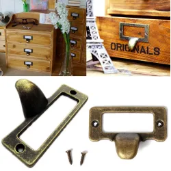 Furniture handles - label frame - drawer - cabinet - antique brass - 6 piecesFurniture