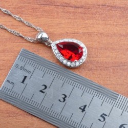 Conjuntos de joyasConjunto de joyería exclusivo - collar - pendientes - anillo - circonita roja - plata de ley 925