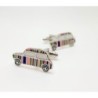 Silver cufflinks - multicolor striped carCufflinks