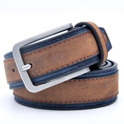 Classic leather belt - with a metal buckle - patchwork designBelts