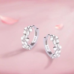 Small round earrings - flowers / zirconia - 925 sterling silverEarrings