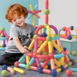 ConstrucciónBloques de construcción magnéticos - palos - bolas - tamaño grande - juguete educativo