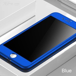 ProteccionLuxury 360 full cover - con protector de pantalla de vidrio templado - para iPhone - azul