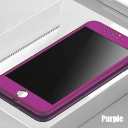 Luxury 360 full cover - with tempered glass screen protector - for iPhone - purpleProtection
