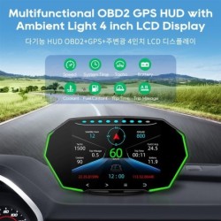 DiagnósticoMultifuncional OBD2 GPS HUD - Head-Up - Pantalla LCD de 4 pulgadas - Velocímetro - Temperatura agua/aceite
