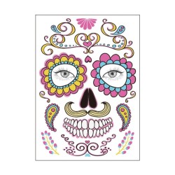 Fiesta & HalloweenTatuaje de Halloween - pegatina impermeable temporal - cráneo muerto colorido