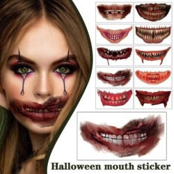 Fiesta & HalloweenTatuaje temporal de Halloween - pegatina impermeable - boca / dientes
