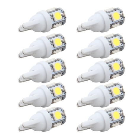 LED car bulb - DC 12V - T10 5050 W5W - 10 piecesT10