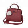 Vintage handbag - with shoulder strap - fur pom pom - leatherHandbags