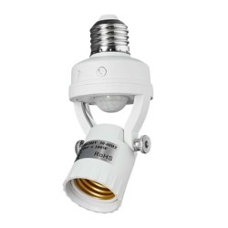 Accesorios de iluminaciónBase E27 / E26 - portalámparas - con sensor de movimiento PIR - control de luz - giratorio