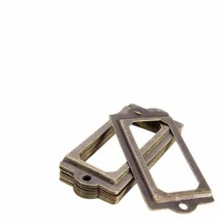 Antique brass drawer handles - label holders - metal frames - 12 piecesFurniture
