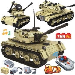 Juguetes R/CTanque eléctrico militar - control remoto - bloques de construcción - juguete RC - 759 piezas