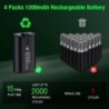 ControladorPaquete de 4 baterías de 1200 mAh - Base de carga USB - para Xbox One X / S / Xbox Elite Controller