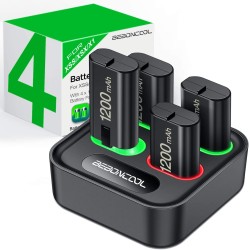 ControladorPaquete de 4 baterías de 1200 mAh - Base de carga USB - para Xbox One X / S / Xbox Elite Controller