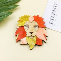 Colorful lion's head - acrylic broochBrooches