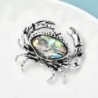 Vintage metal crab brooch - with colorful shellBrooches
