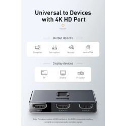 DivisorBaseus - conmutador 4K HD - adaptador bidireccional - divisor - convertidor - para PS4 TV Box PC