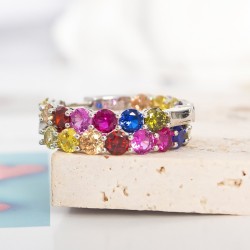 Elegant hoop earrings - with colorful crystals - 925 sterling silverEarrings