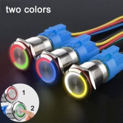 Metal push button switch - two-color LED - waterproof - momentary reset - 12V - 220V - 199mm - 22mmSwitches