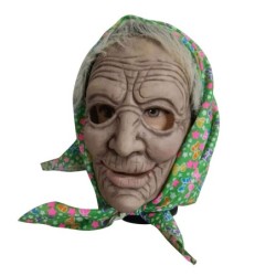 MáscaraMáscara facial completa de Halloween - abuelita encapuchada aterradora