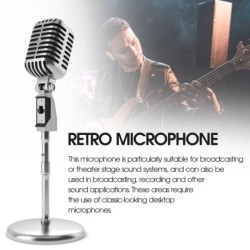 MicrófonosMicrófono de estilo vintage - Voz dinámica - con soporte