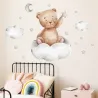 Pegatinas de paredEtiqueta de la pared de dibujos animados - papel pintado de la habitación de los niños - oso / luna / nubes...