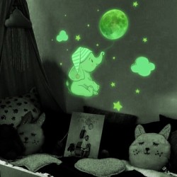 Pegatinas de paredVinilo decorativo luminoso - bebé elefante / luna / globos - papel pintado dormitorio infantil