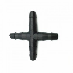 Aspersorescopia de Cruz recta para manguera de 4/7 mm - conector dentado 1/4 - tubo roscado - micro riego jardín - 20 piezas
