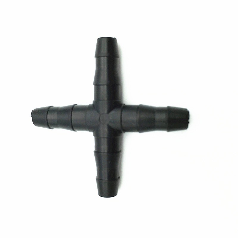 Aspersorescopia de Cruz recta para manguera de 4/7 mm - conector dentado 1/4 - tubo roscado - micro riego jardín - 20 piezas