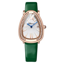 RelojesCHENXI - elegante reloj de cuarzo con pedrería - resistente al agua - correa de piel - verde