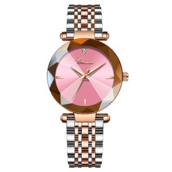 RelojesCHENXI - reloj de cuarzo de lujo - oro rosa - acero inoxidable - resistente al agua - rosa