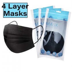 Protective face / mouth masks - disposable - 4-layer - black - 50 piecesMouth masks